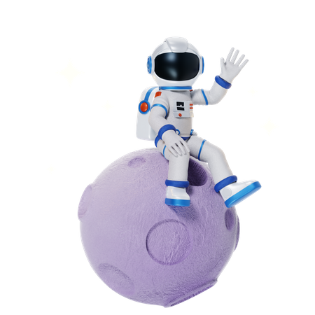 Astronauta na Lua  3D Illustration