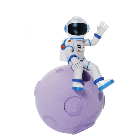 Astronauta na Lua  3D Illustration