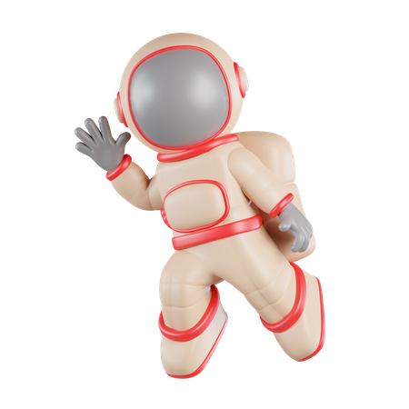 Astronauta saluda con la mano levantada  3D Icon