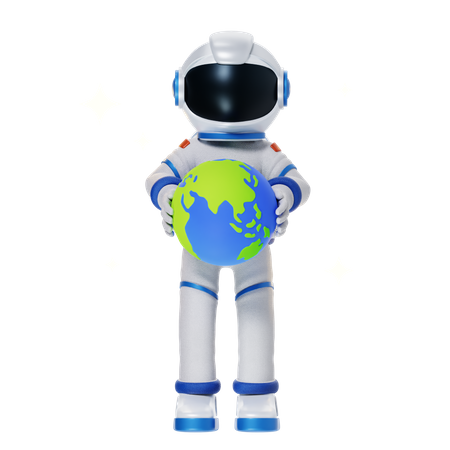 Astronauta segurando a terra  3D Illustration