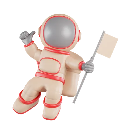 Astronauta sosteniendo la bandera  3D Icon