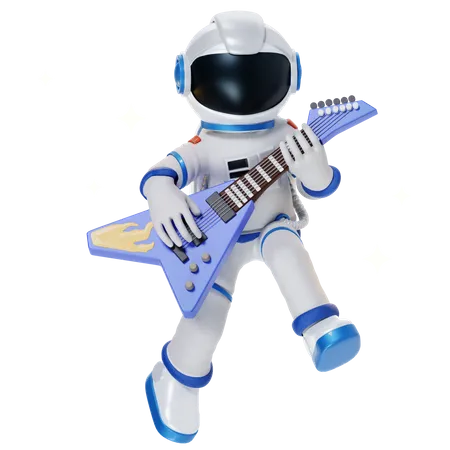 Astronauta tocando violão  3D Illustration