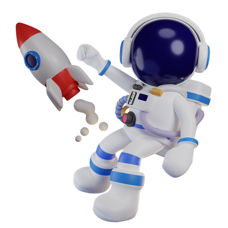 Astronauta voando na galáxia  3D Illustration