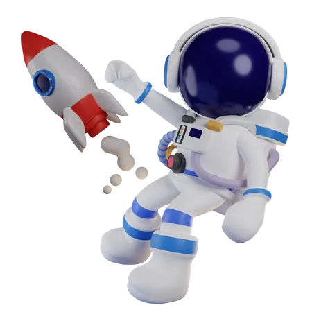 Astronauta voando na galáxia  3D Illustration