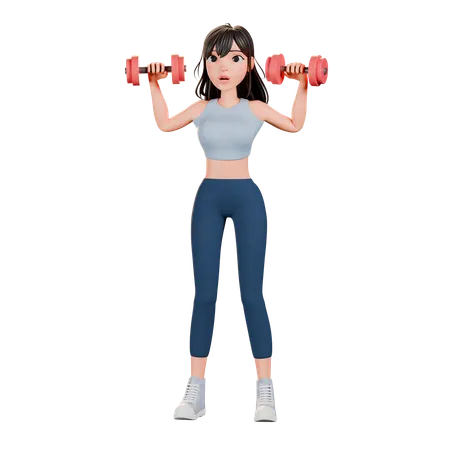 ジムでトレーニングする運動選手の女性  3D Illustration