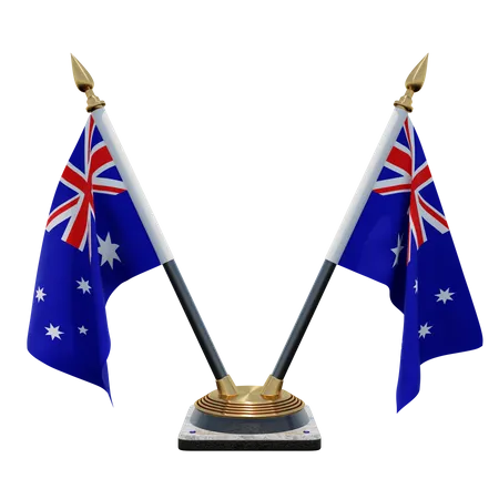 Australien Doppelter (V) Tischflaggenständer  3D Icon