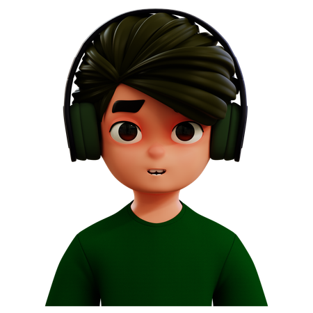 Avatar masculino com fones de ouvido  3D Icon