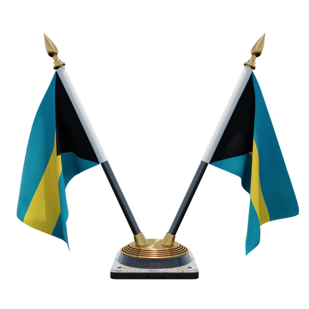 Bahamas Double Desk Flag Stand  3D Flag