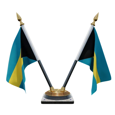 Bahamas Double Desk Flag Stand  3D Flag