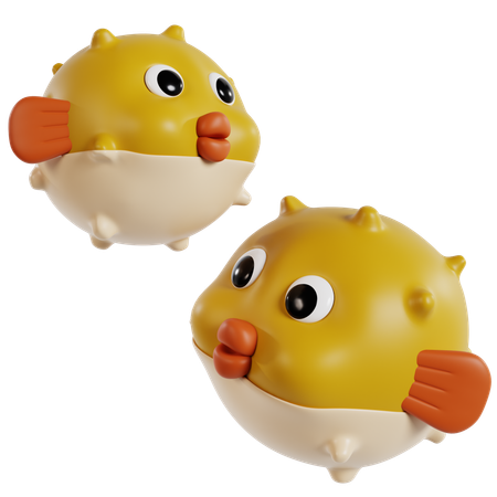 Peixe-balão inflado  3D Icon