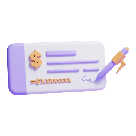 Bank Cheque  3D Icon