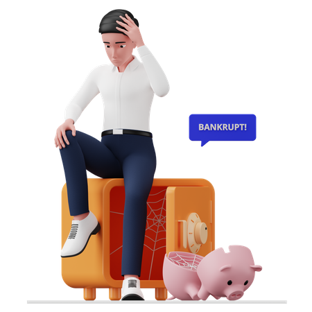 Bankrupt businessman  3D Illustration