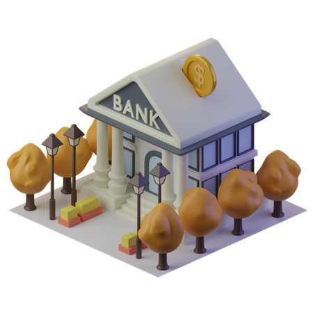 Bâtiment de la banque  3D Illustration