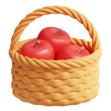 Basket of apple  3D Icon