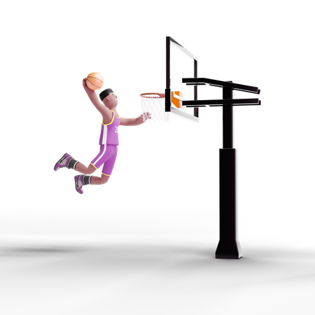 Basketball Player scoring goal  3D Illustration