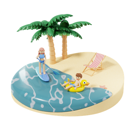 Beach Vacation  3D Illustration