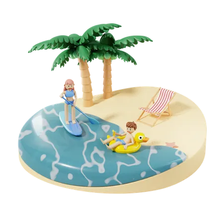 Beach Vacation  3D Illustration