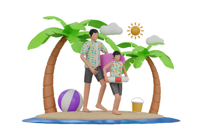 Beach vacation  3D Illustration