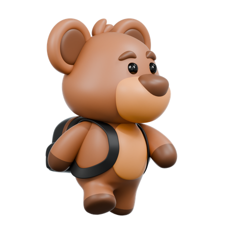 Bear With Bag  3D Illustration