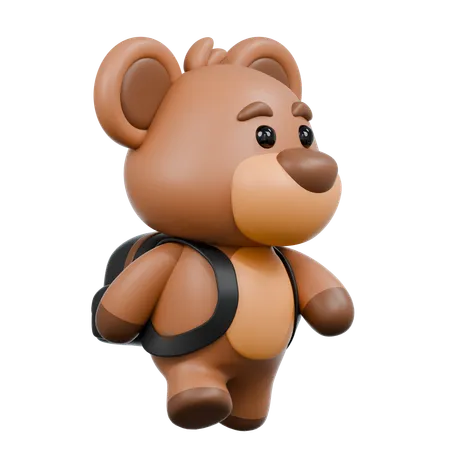 Bear With Bag  3D Illustration