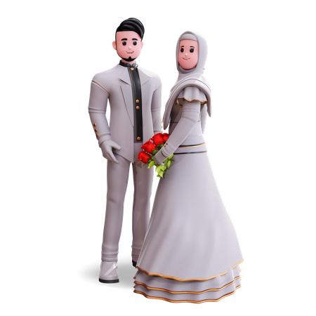 Beautiful Wedding Couple  3D Illustration