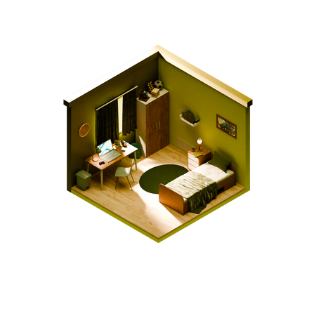 침실 인테리어  3D Icon