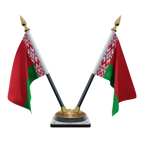 Belarus Double Desk Flag Stand  3D Flag