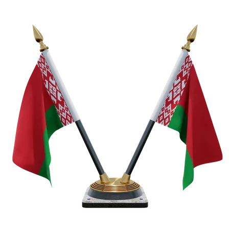 Belarus Double Desk Flag Stand  3D Flag