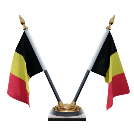 Belgium Double Desk Flag Stand  3D Flag