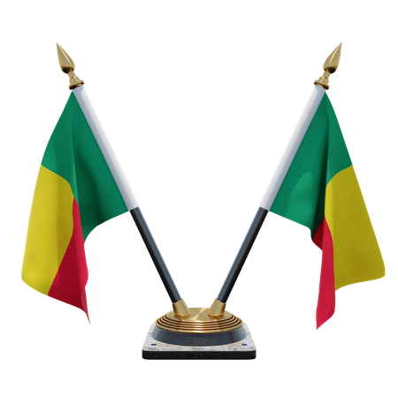 Benin Double Desk Flag Stand  3D Flag