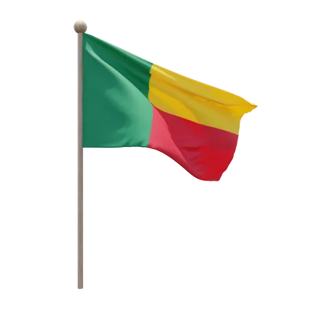 Benin Flag Pole  3D Flag