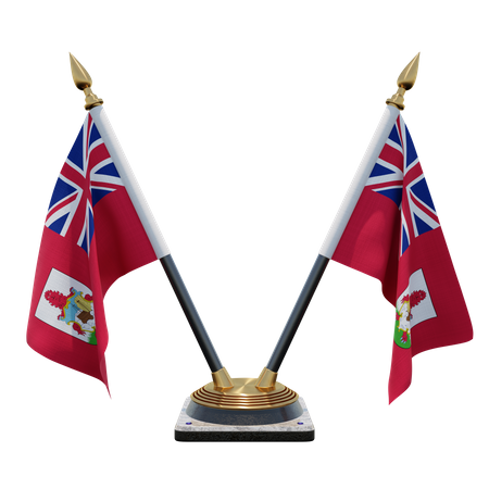 Bermuda Double Desk Flag Stand  3D Flag