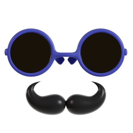 Bigote y gafas  3D Icon