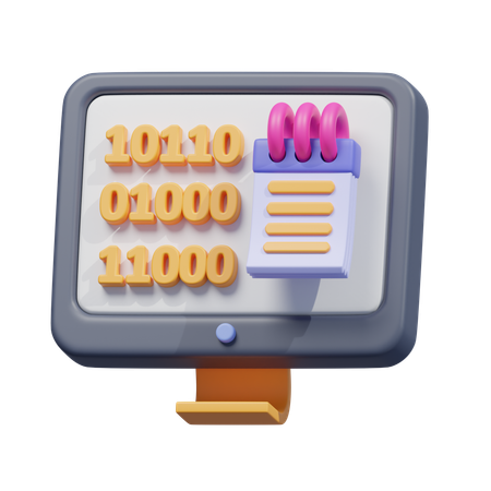 Binary data monitor  3D Icon