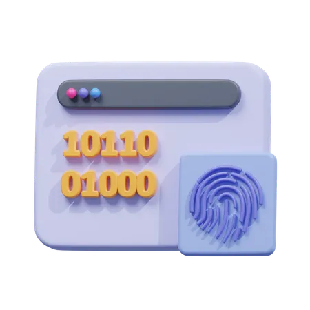 Binary fingerprint security  3D Icon