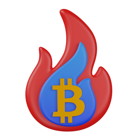 Bitcoin Burning  3D Icon