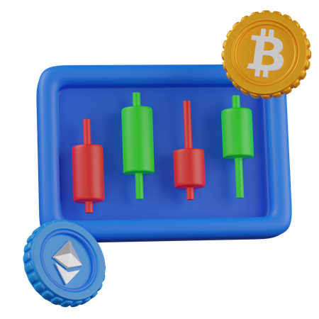 Bitcoin Candlestick Graph  3D Icon