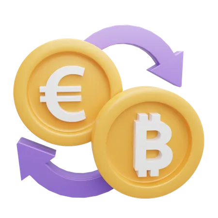 Bitcoin Euro Exchange  3D Icon