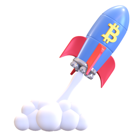 Fusée Bitcoin  3D Illustration