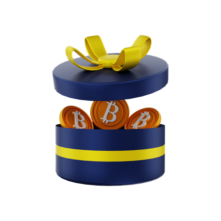 Bitcoin gift box  3D Illustration