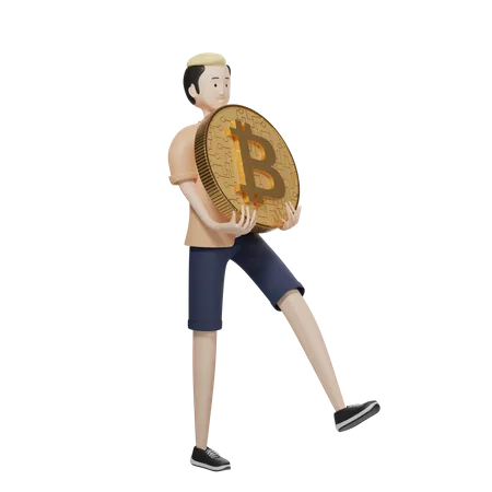 Bitcoin Holder  3D Illustration