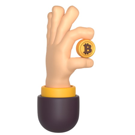 Mano sosteniendo bitcoin  3D Icon