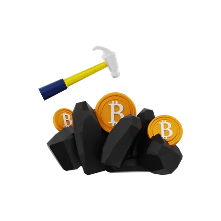 Bitcoin mining  3D Illustration