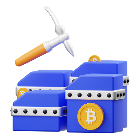 Extraction de bitcoins  3D Illustration