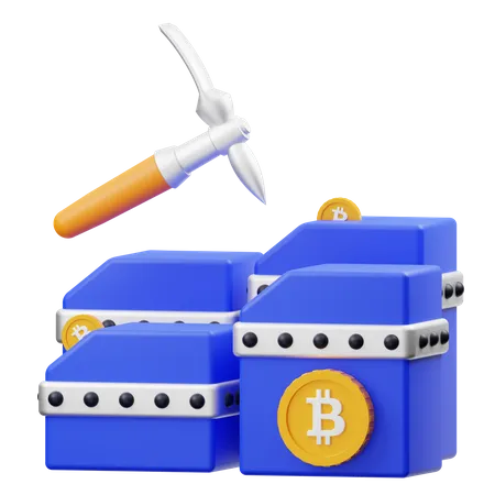 Extraction de bitcoins  3D Illustration