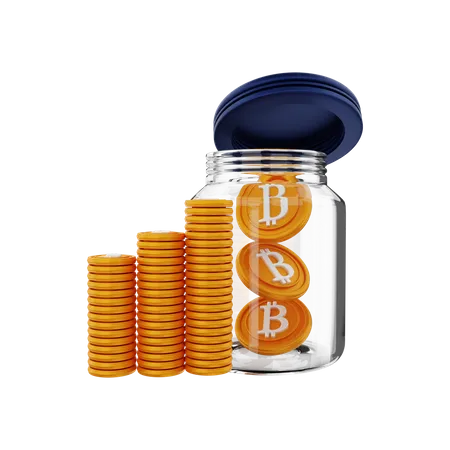 Bitcoin savings  3D Illustration