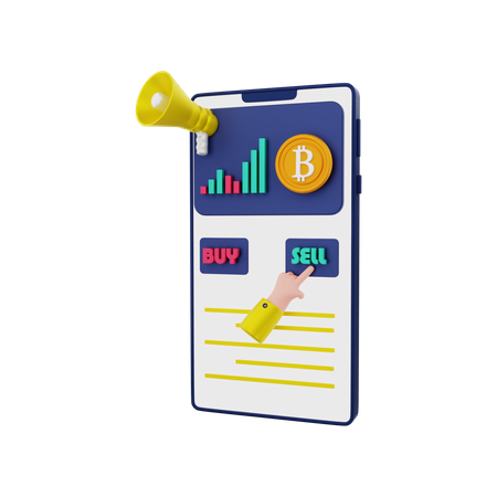 Bitcoin trading app  3D Illustration