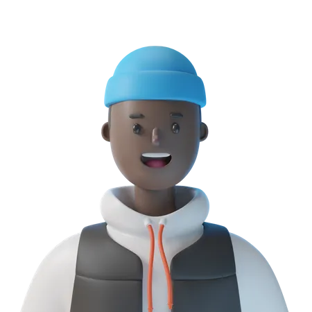 Black Boy With beanie hat  3D Illustration