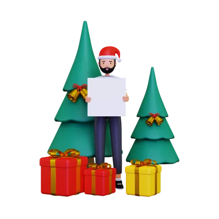 Blank placard for christmas and new year celebration  3D Illustration