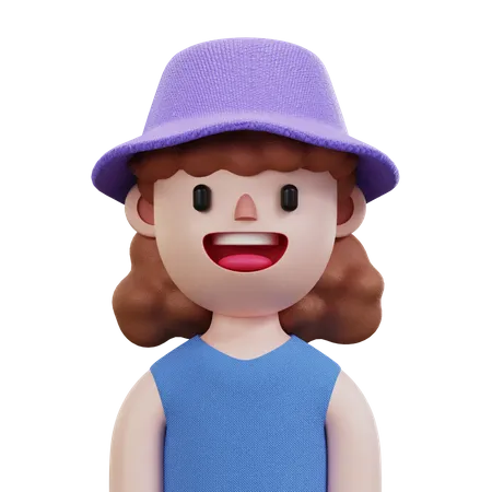 Blue Shirt Woman  3D Icon